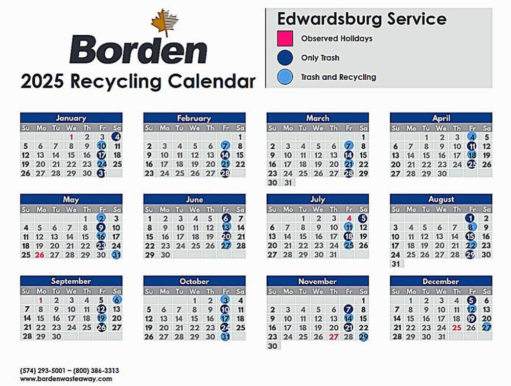 2025 Edwardsburg Service Schedule