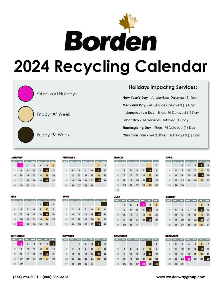 Friday Recycling Calendar